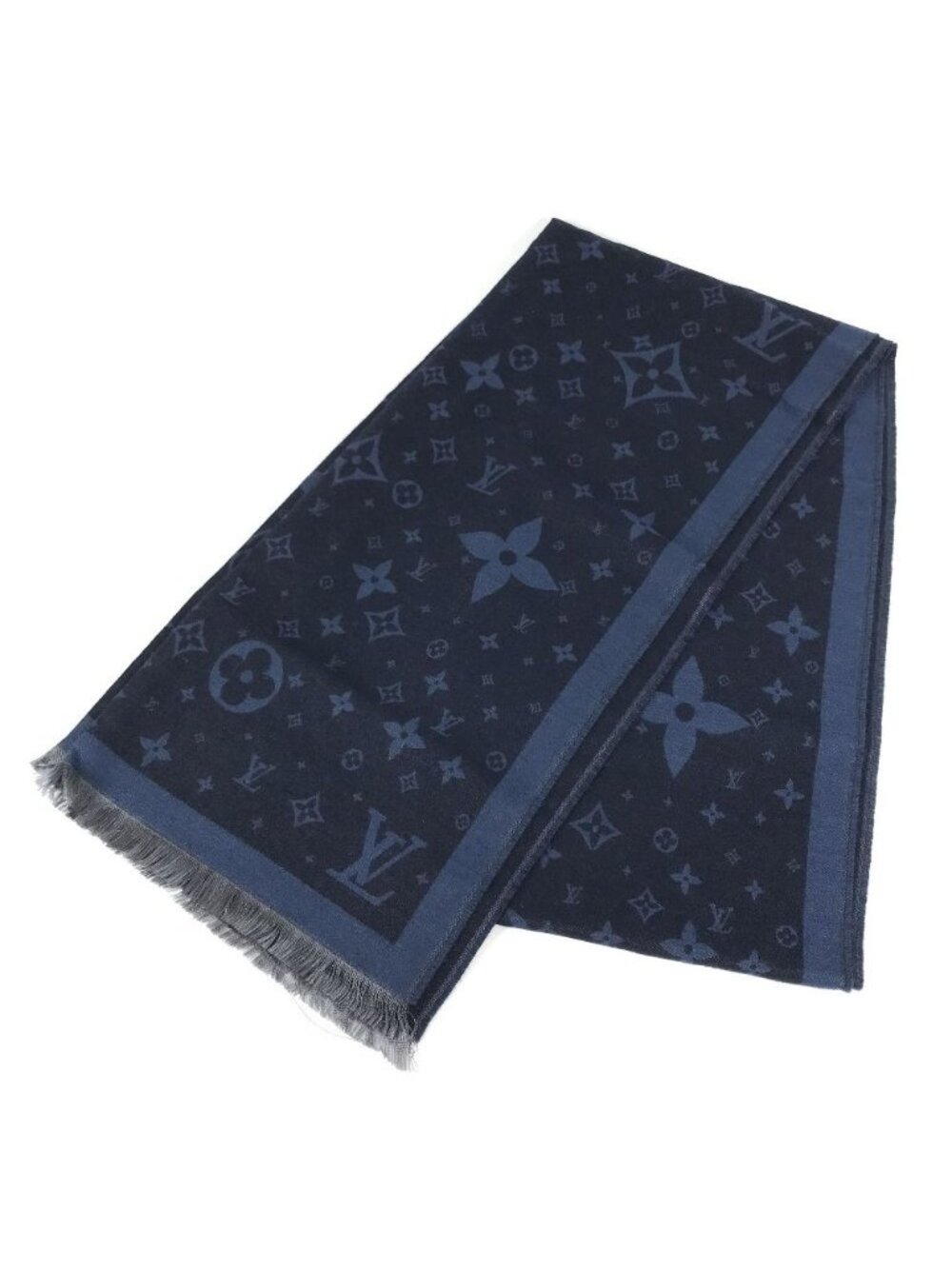Louis Vuitton Shawl Etole Monogram Silk Blue Scarf